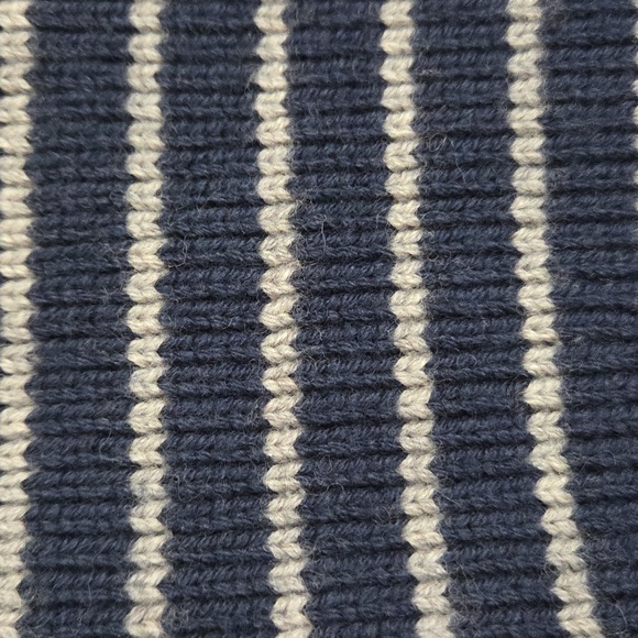 GAP MERINO WOOL NAVY BLUE & GRAY STRIPED UNISEX  SCARF - Picture 4 of 6